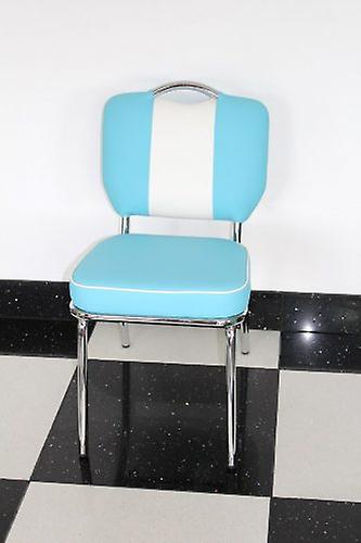 Chicago Blue White Chair Chrome Legs