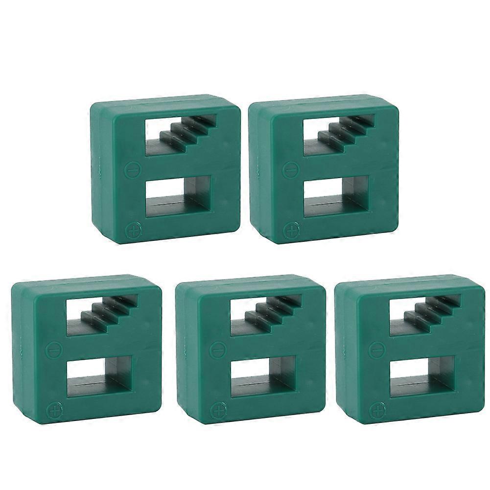 5PCS ABS Green Screwdriver Set Head Magnet Charger Quick Magnetizing Magnetizer
