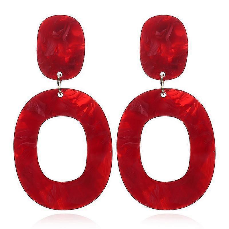 geometric Acrylic Fashion Statement Drop Earrings (red)