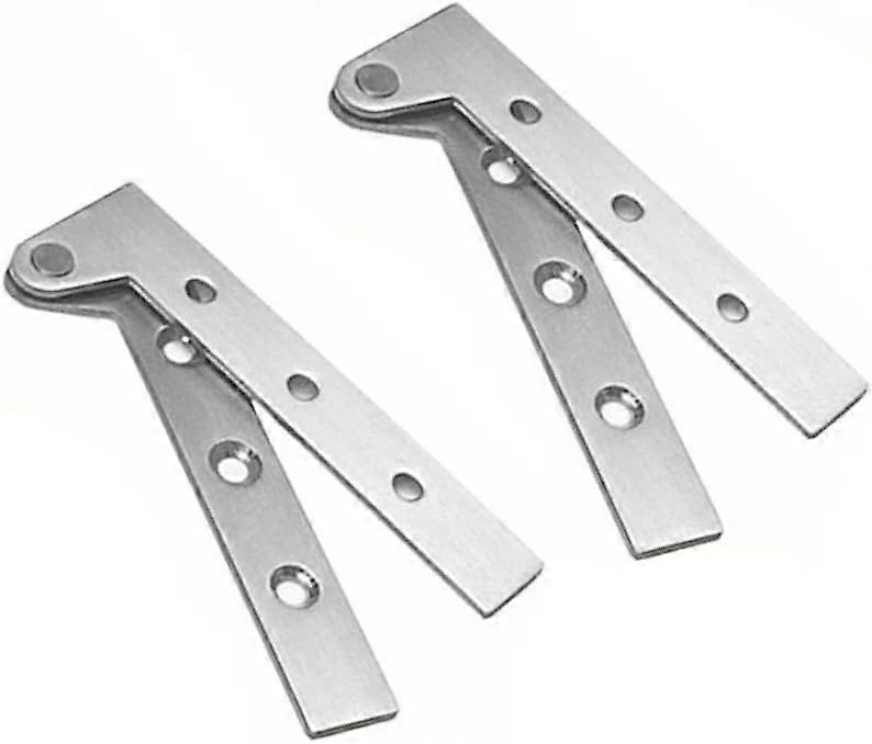 Set of 6 360 Degree Rotation Stainless Steel Hidden Door Pivot Hinges, 4 Inch Offset Knife Hinges, Concealed Pivot Hinge, Brushed Silver, with Screws
