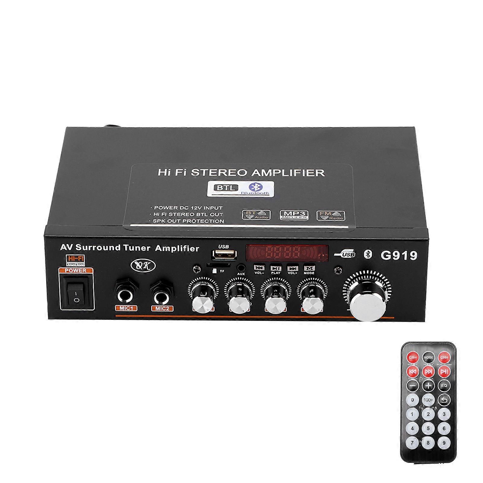 Power Amplifier Bluetooth USB/FM Intelligent Digital with Remote Control EU Plug 220V E2U111