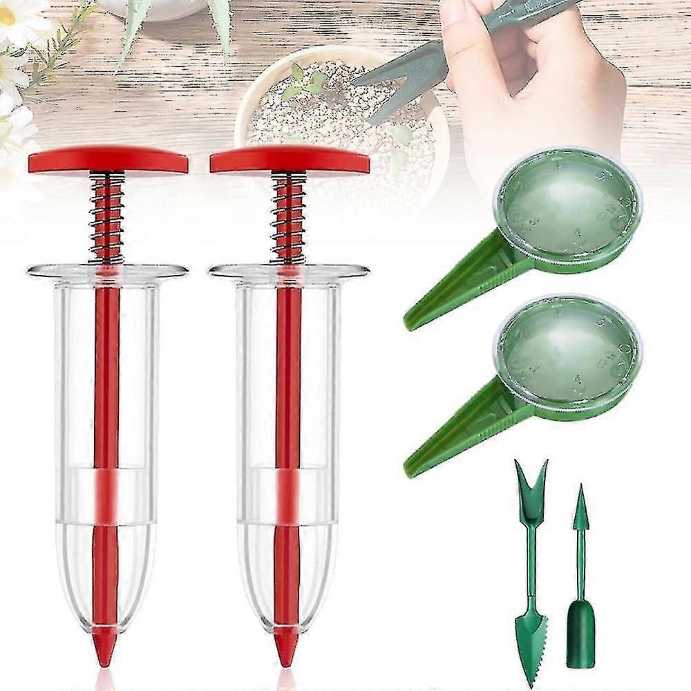 6pcs Mini Seed Spreader, Mini Sowing Seed Dispenser, Small Seed Planter Tool, Manual Seedlings Dibber and Widger Set