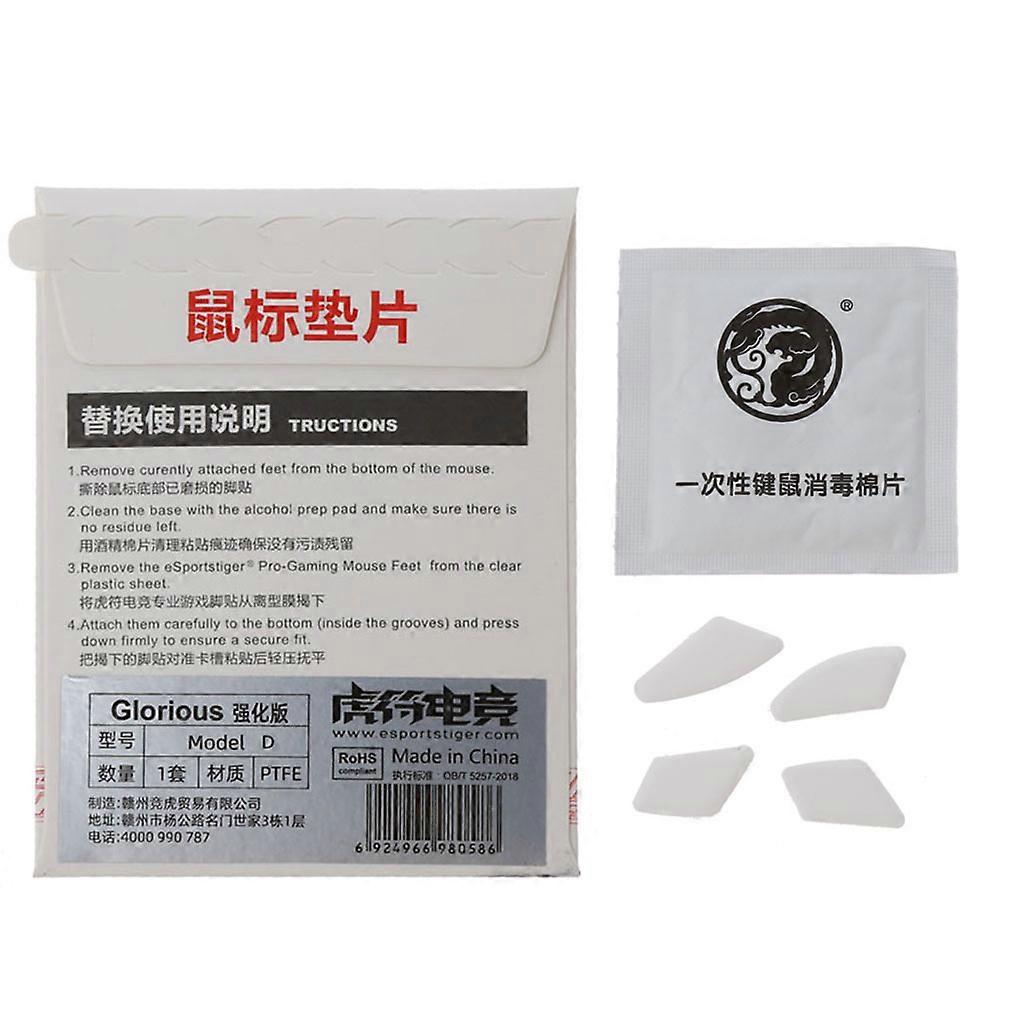 1 set/pack Enhanced Tiger Gaming Mouse Skates Feet For Glorious Model D White Glides Curve Edge Enhanced Version