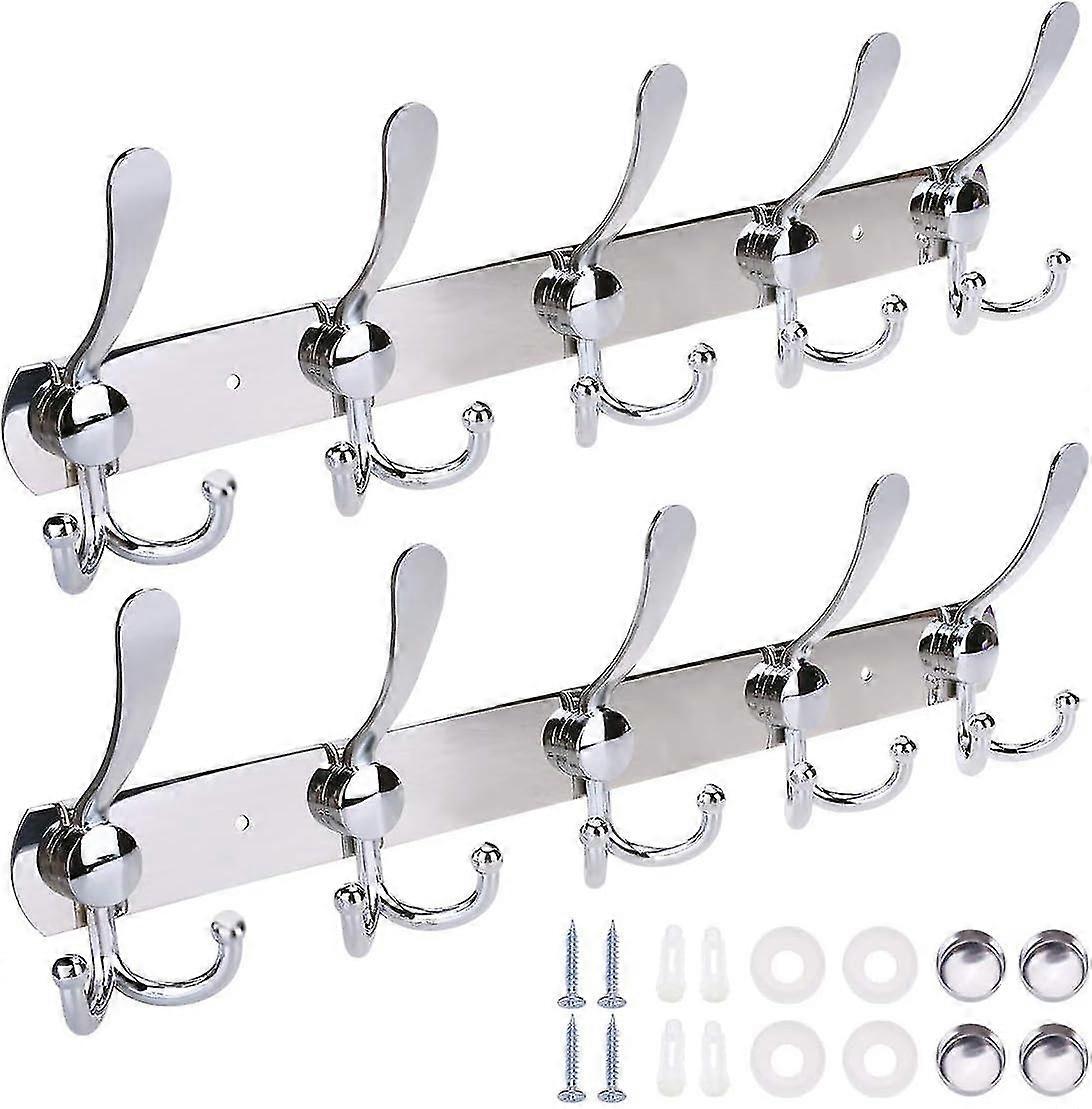 2 חבילה 5 ווים קיר נירוסטה וו מעיל מתלה מגבת מתלה עמיד במים 30 ק"ג