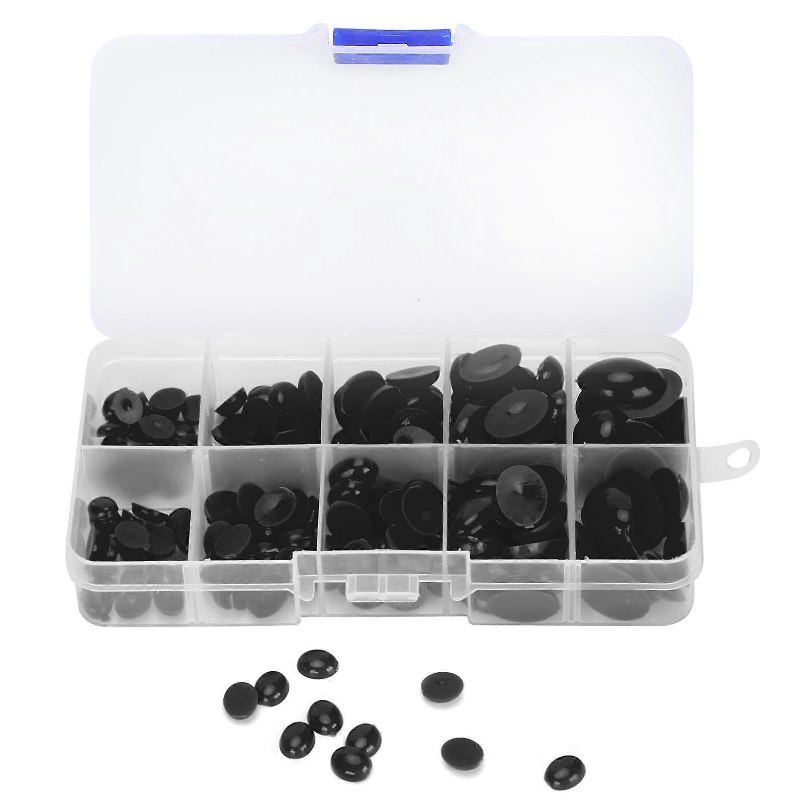 180Pcsプラスチックの目鼻楕円形フラットドールテディベアぬいぐるみDIYおもちゃアクセサリーブラック
