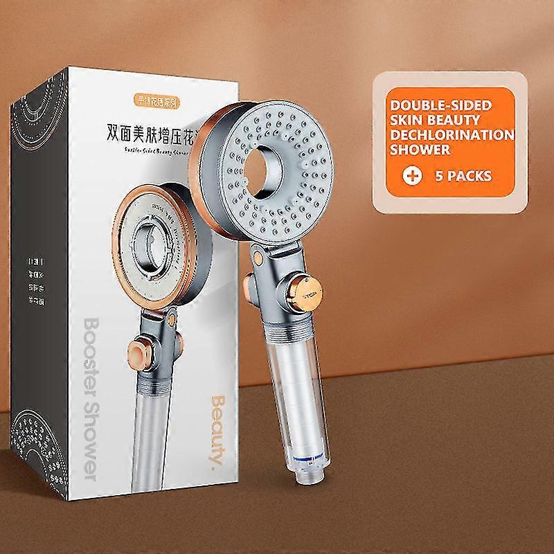 Double Sided Shower Head Rainfall Bathroom 3 Modes Round Water-saving G1/2