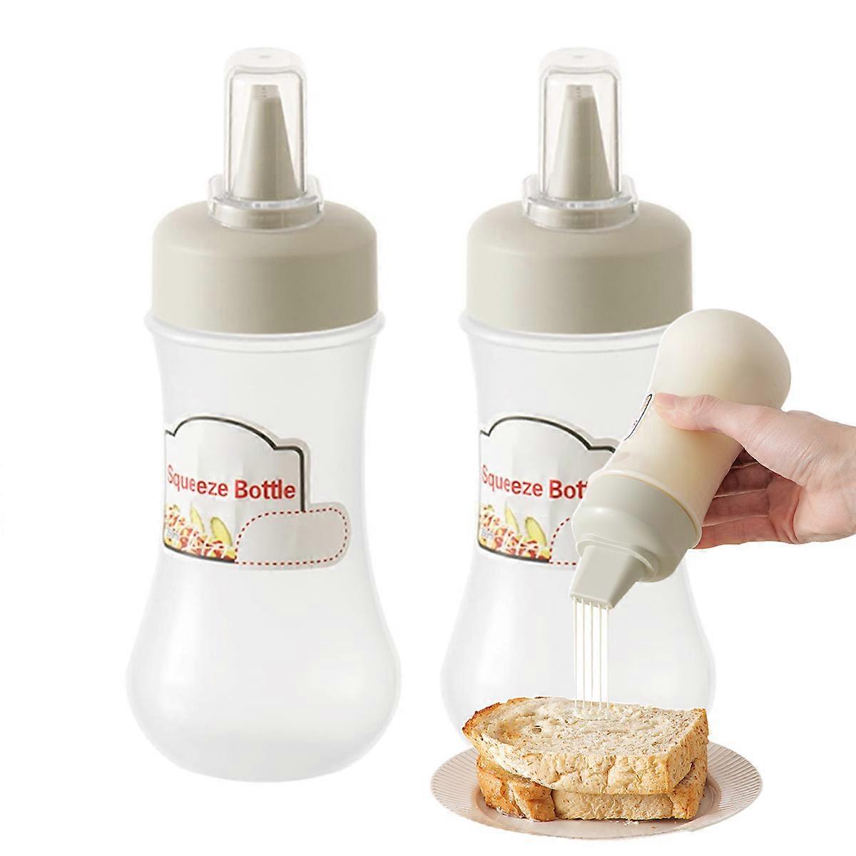 2-pack Condiment Porous Squeeze Bottles, Refillable Condiment Container for Kitchen Use,5 Hole 12 oz Container with Lid, Syrup Dispenser for Ketchup, 