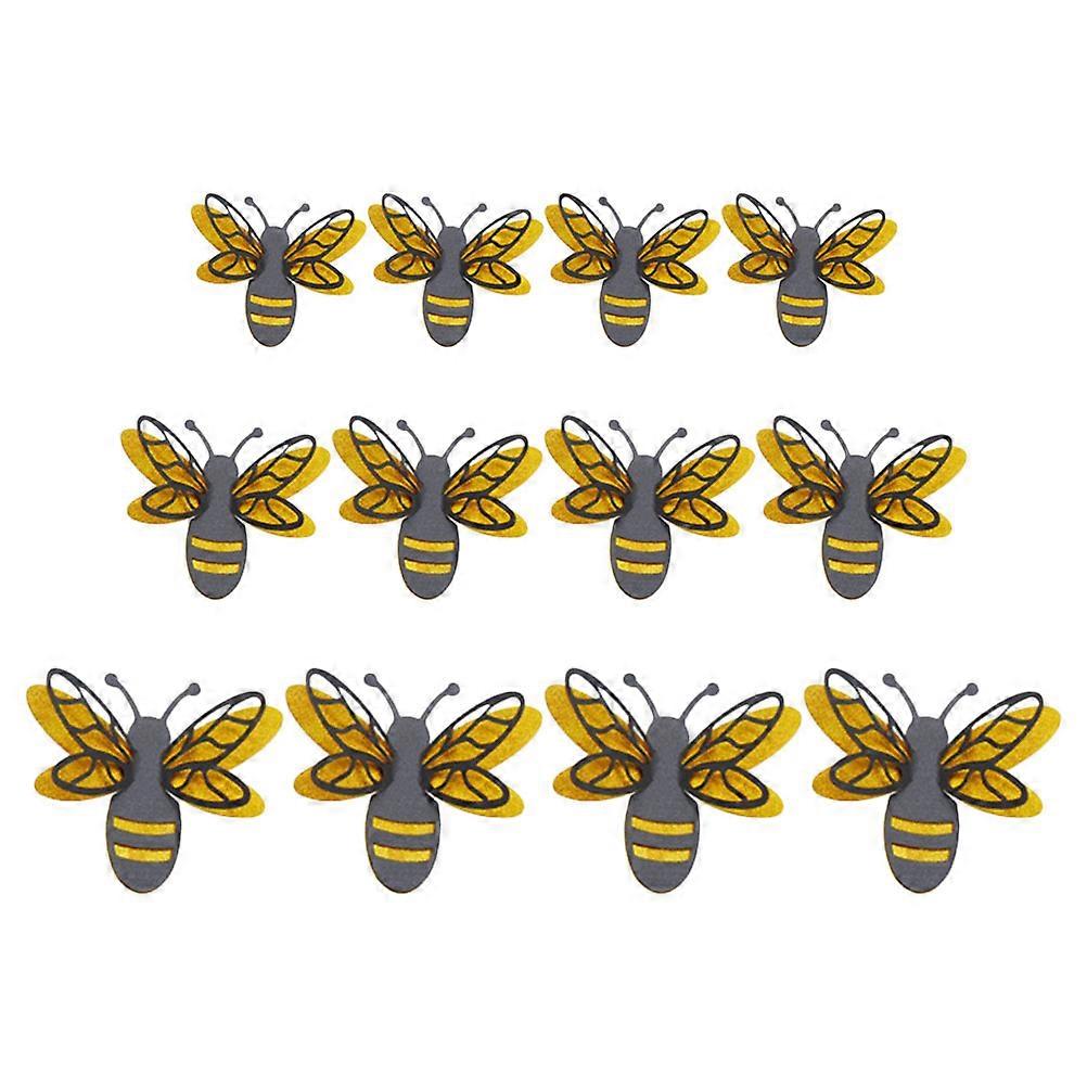 1 set of 3D Bee Wall Decals Removable Wall Stickers Double-layer Wall Diy Decals