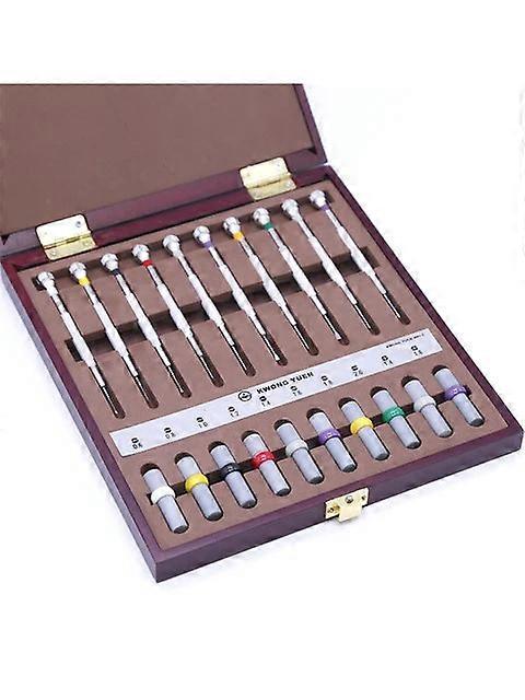 316# Steel Extreme Hardness 10pcs Watch Screwdriver Set In Wooden Case With Spare Tip