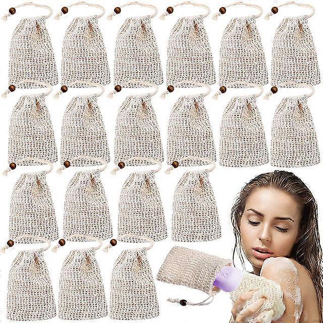 10/20/30 pcs Handmade Soap Soap Saver bag Exfoliating Bags,Natural Sisal Soap Saver,Mesh Soap Bag with Drawstring for Bath Shower Use