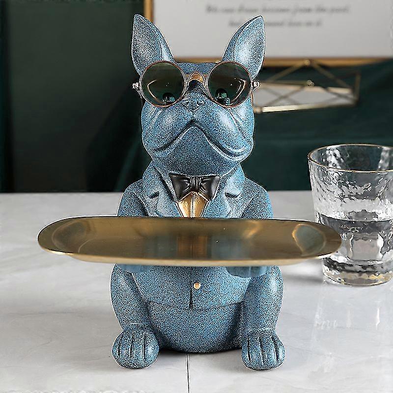 Bulldog Statua Tavolo Ornamento Retro Sculture Home Room Desktop Decor Archiviazione multifunzione