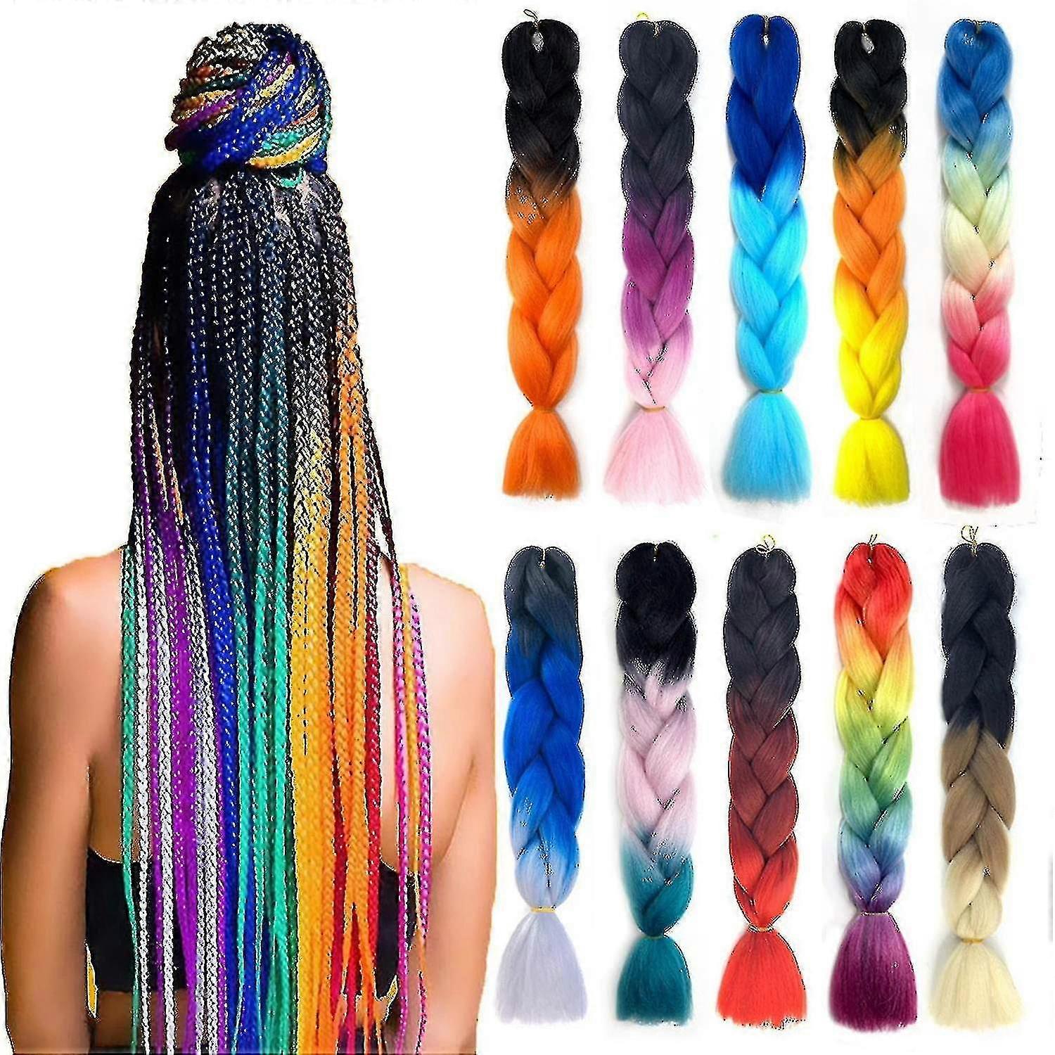 Braiding Hair 60cm Hair Extensions Synthetic Fiber Crochet Braid Dreadlocks Multicolor Tw