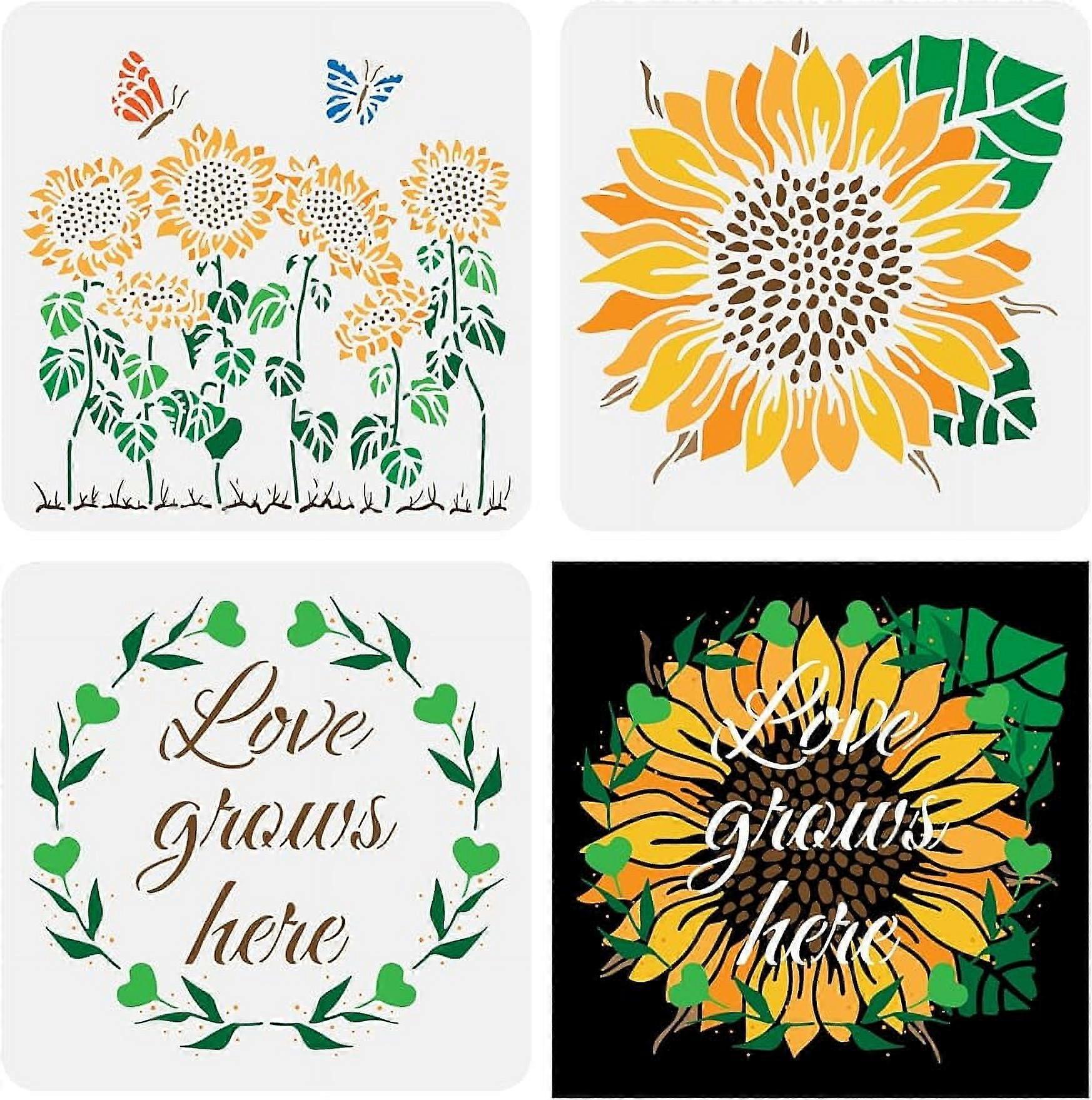 3pcs Sunflower Drawing Painting Stencils Templates Set