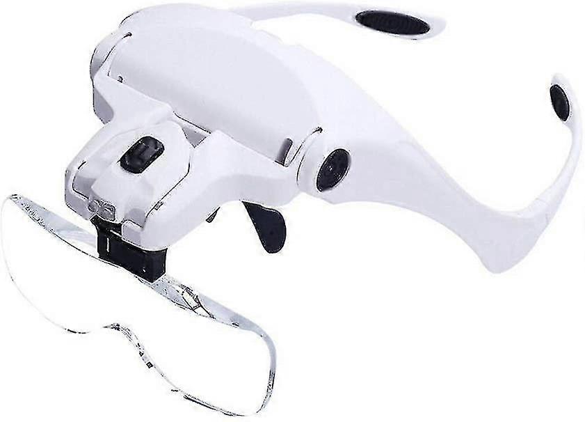 Head Mount Magnifier, Bysameyee Lighted Magnifying Headband Glass Loupe Visor With 2 Led Light
