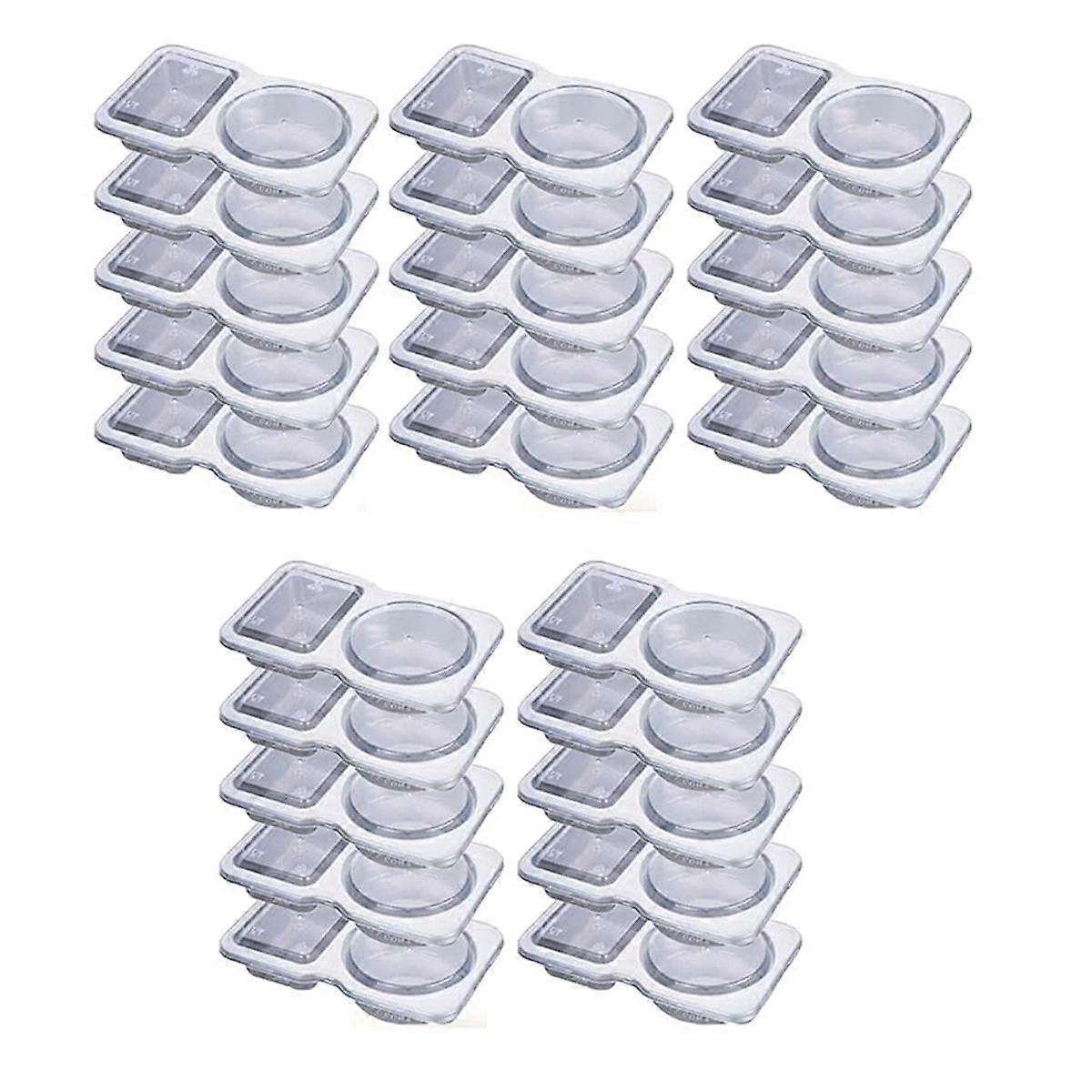 Double Compartment Condiment Container with Lids - 3 Oz 2 Compartment Snack Containers Reusable Sauce Containers 25PCS
