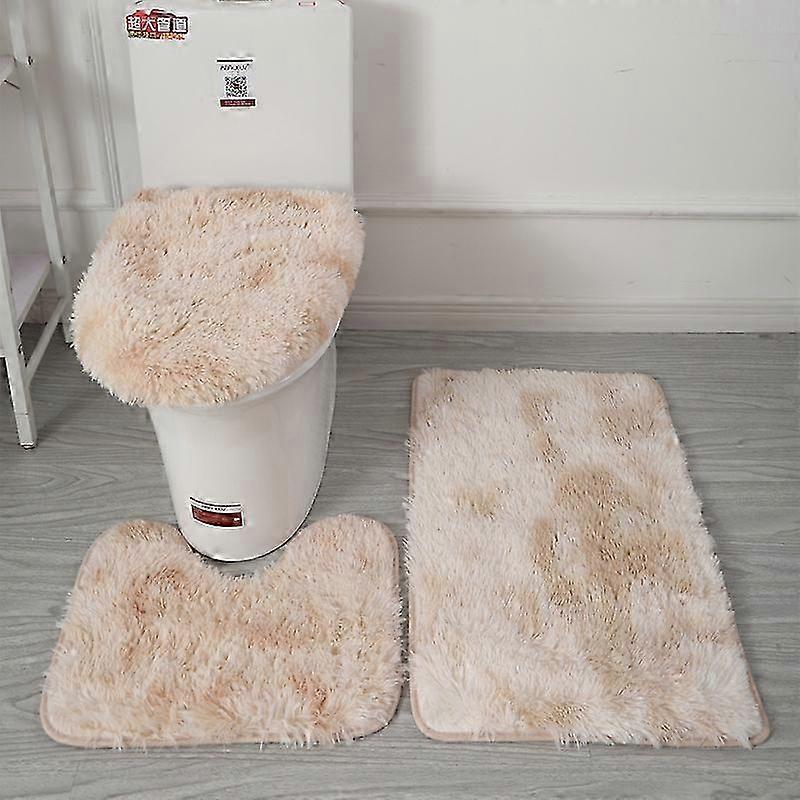 Tie Dyed Plush Carpet Plush Toilet Three Piece Set Non Slip Mat Bath