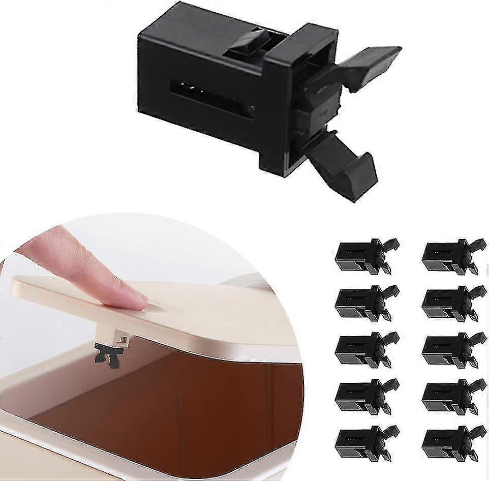 Plastic Replacement Latches, 10 Pieces Plastic Trash Can Self-locking Latch Switch Replacement Socket Black Lequeen