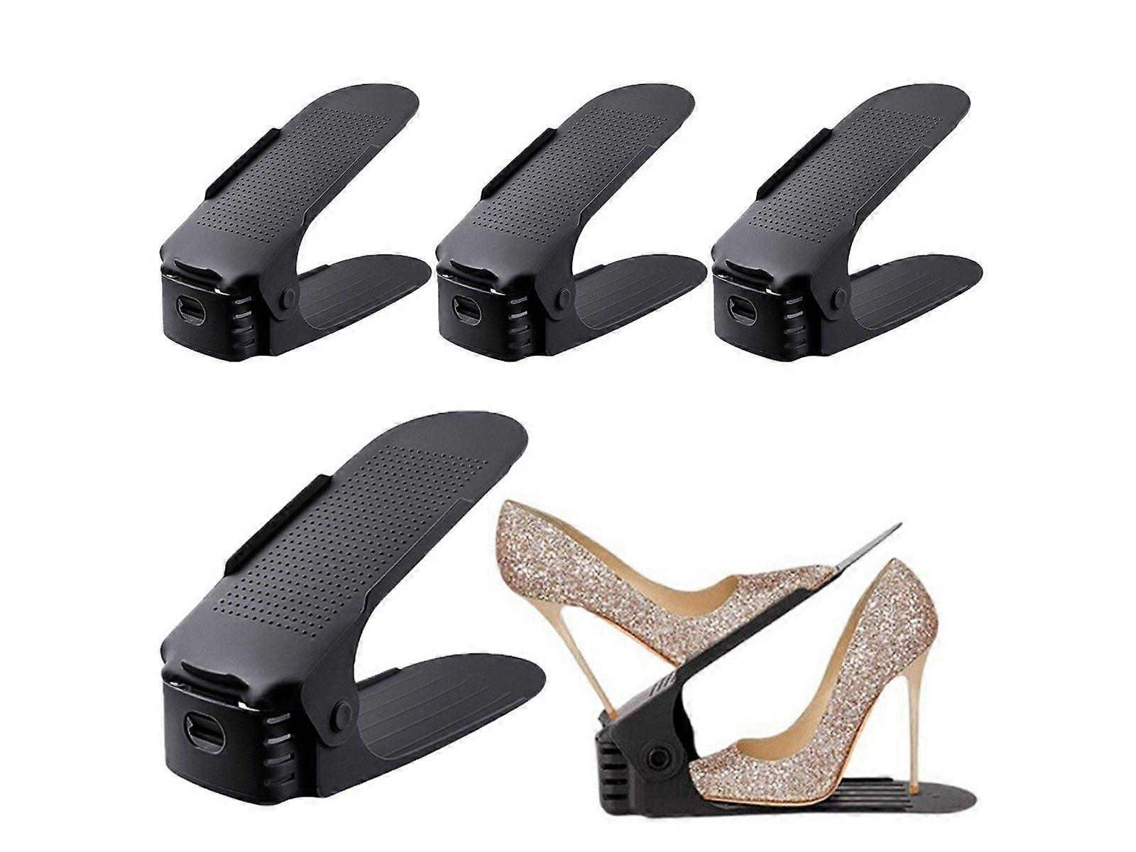 4Pcs Adjustable Shoes Rack Shoe Slots Organizer - Black