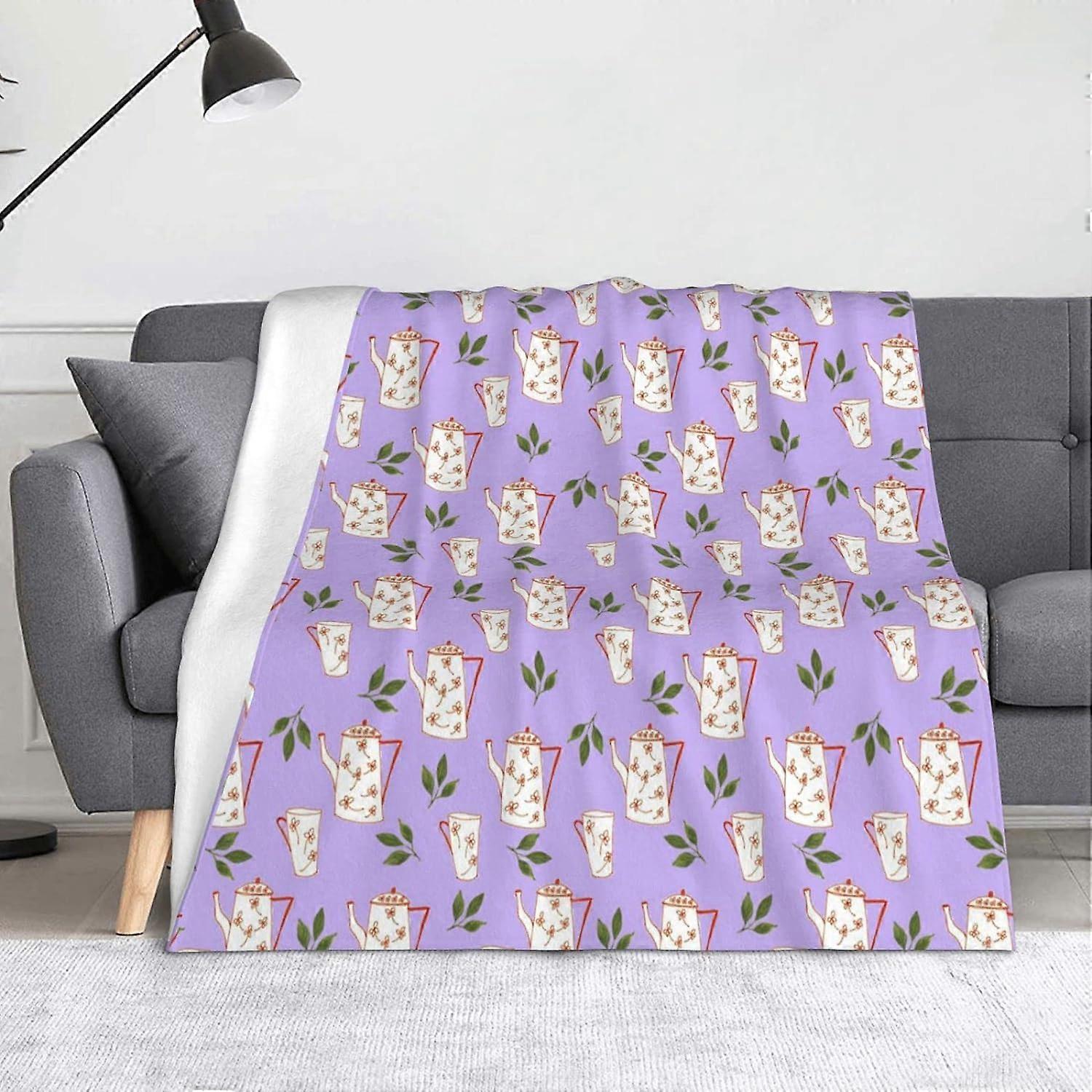 Jug on Purple Background Throw Blanket, Soft Lightweight Flannel Blanket for Sofas, Bed, SetteesFVBG-92
