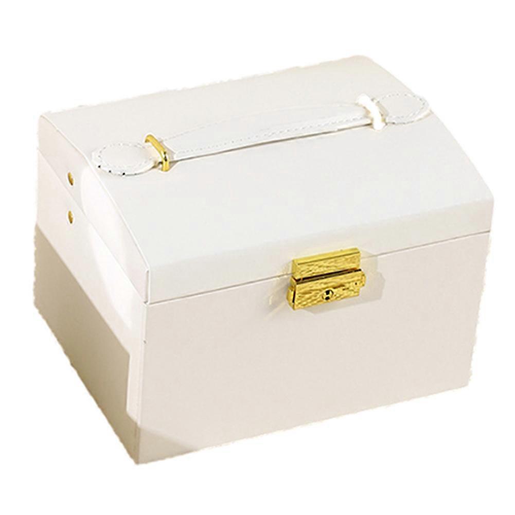 Three Layers Mirror Jewelry Box with Handle Multi-Purpose Large Organiser Case for Home Bedroom Desk