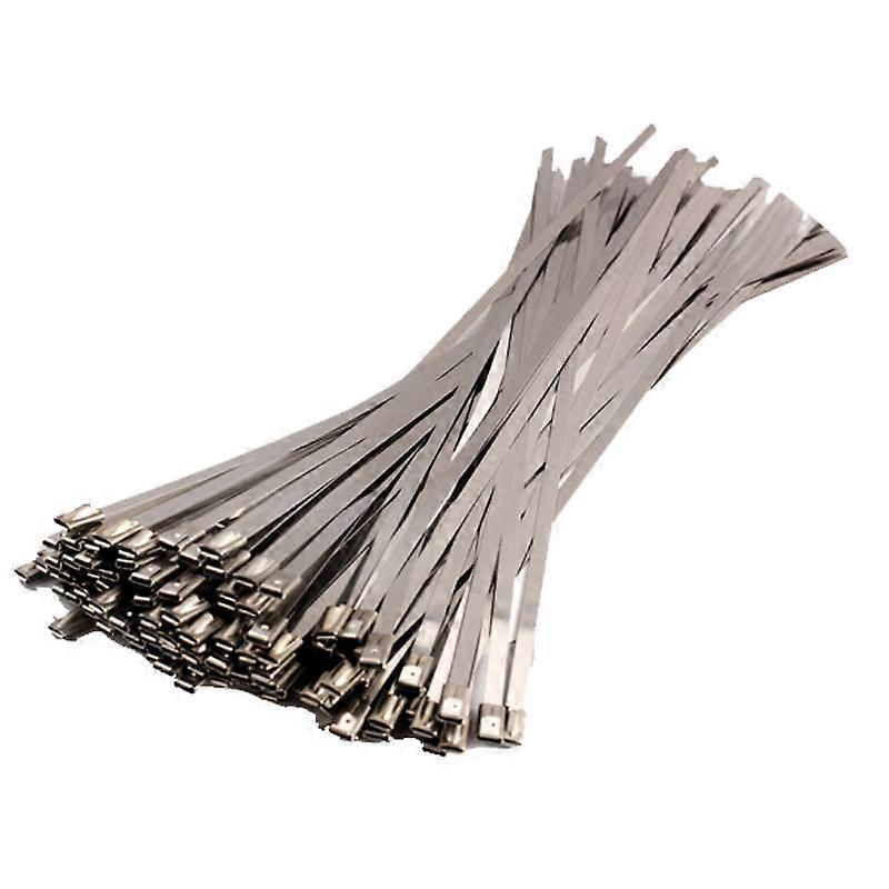 100PCS 4.6x300mm Stainless Steel Exhaust Wrap Coated Locking Metal Cable Zip Ties Self-Locking Stai