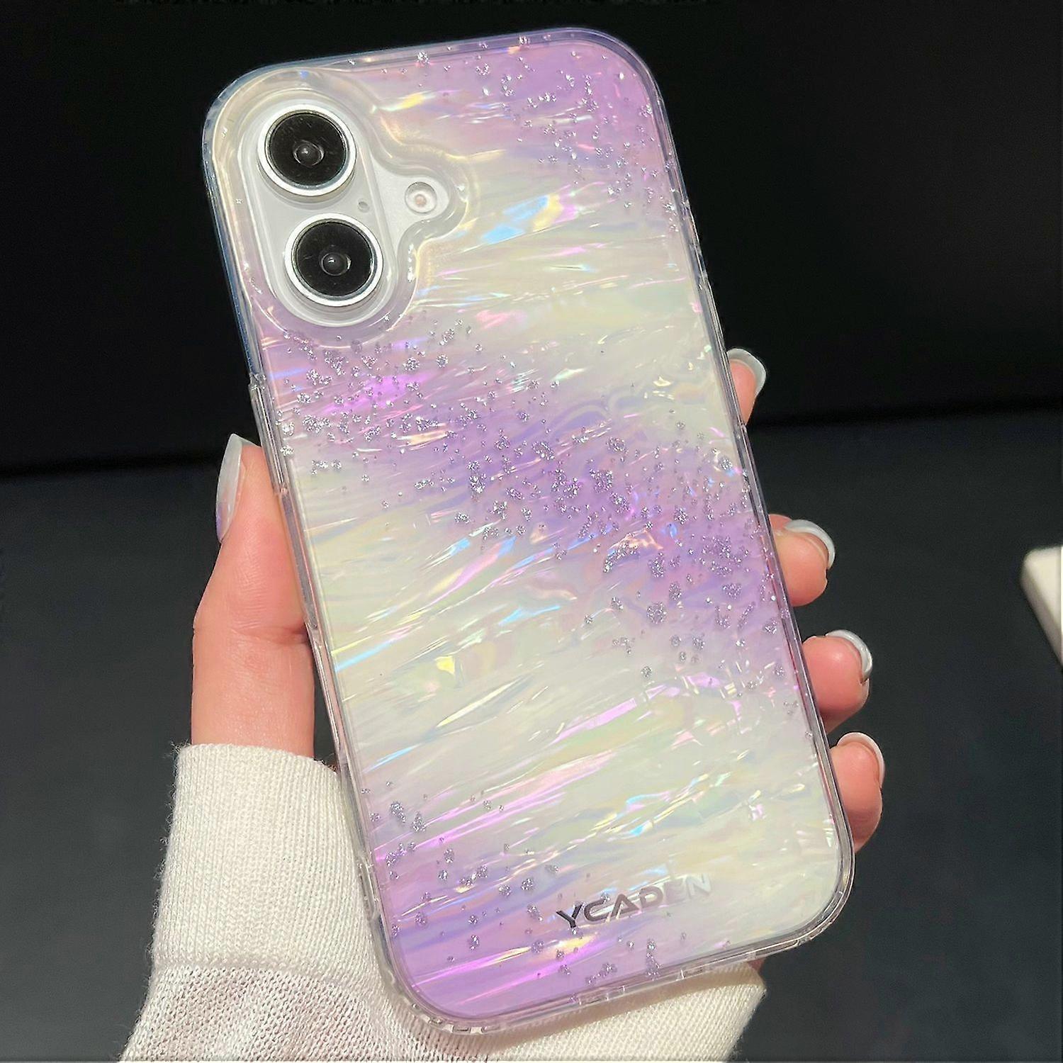 For iPhone 16 Case Colorful Design Shockproof Hard PC Phone Shell - Purple