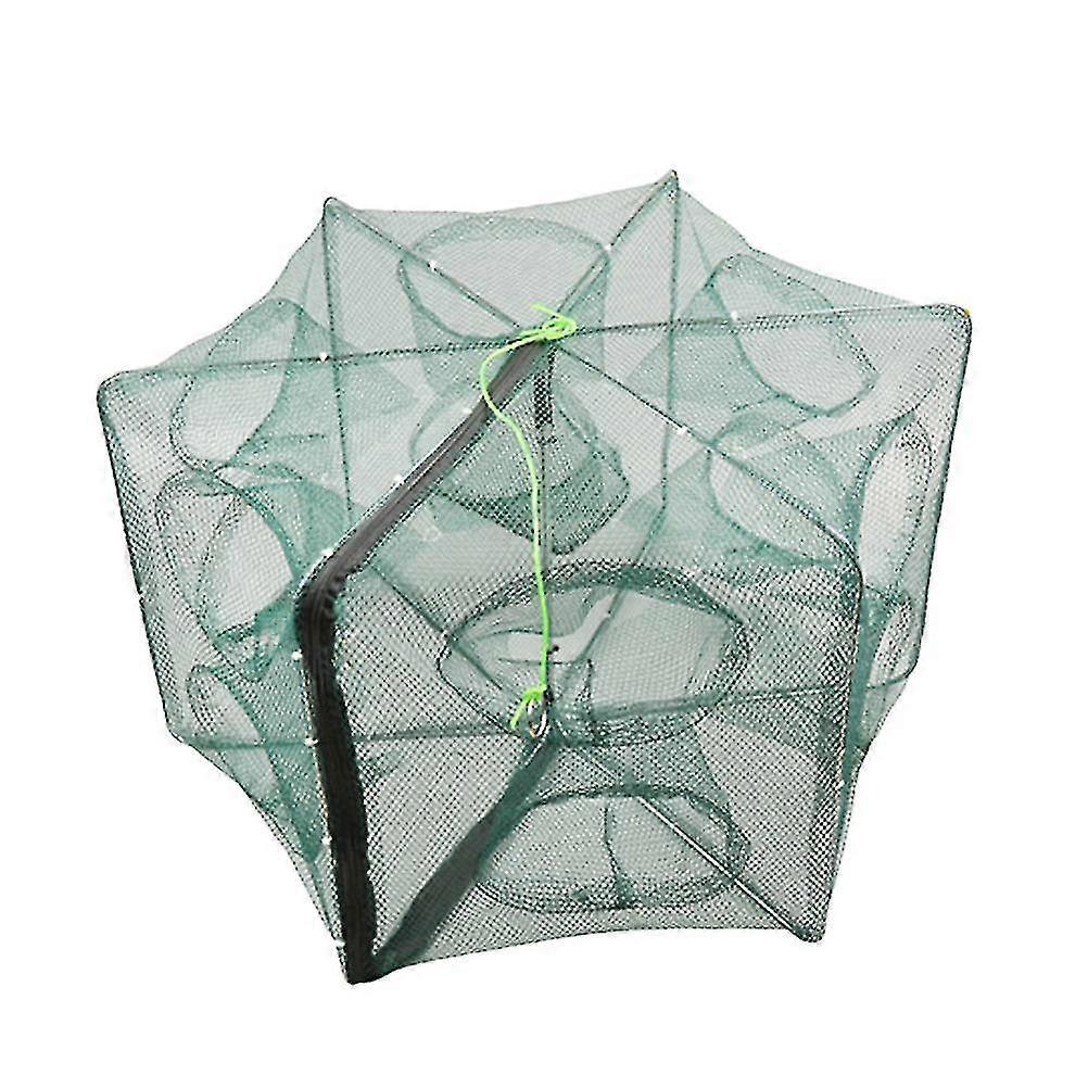Foldable Bait Cast Mesh Trap Net Portable Fishing Landing Net Shrimp Cage F