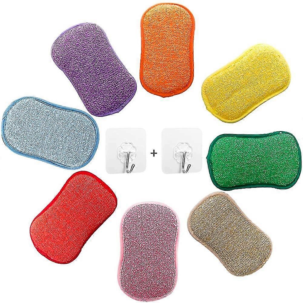 Set Of 5 Reusable Dish Sponges Sponges, Double Action In Microfiber