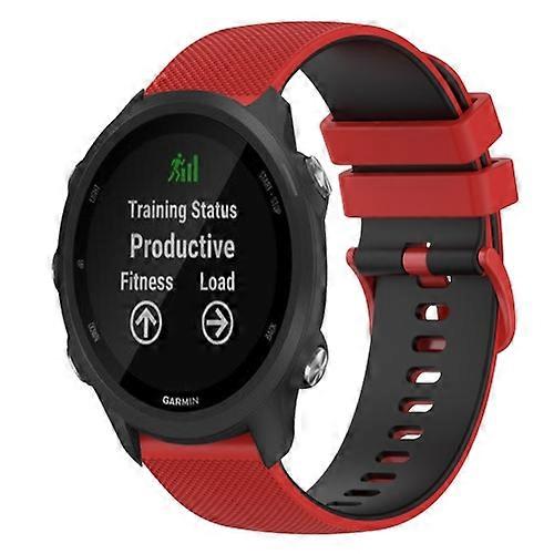 For Garmin Forerunner 245 20mm Checkered Two-Color Silicone Watch Band
