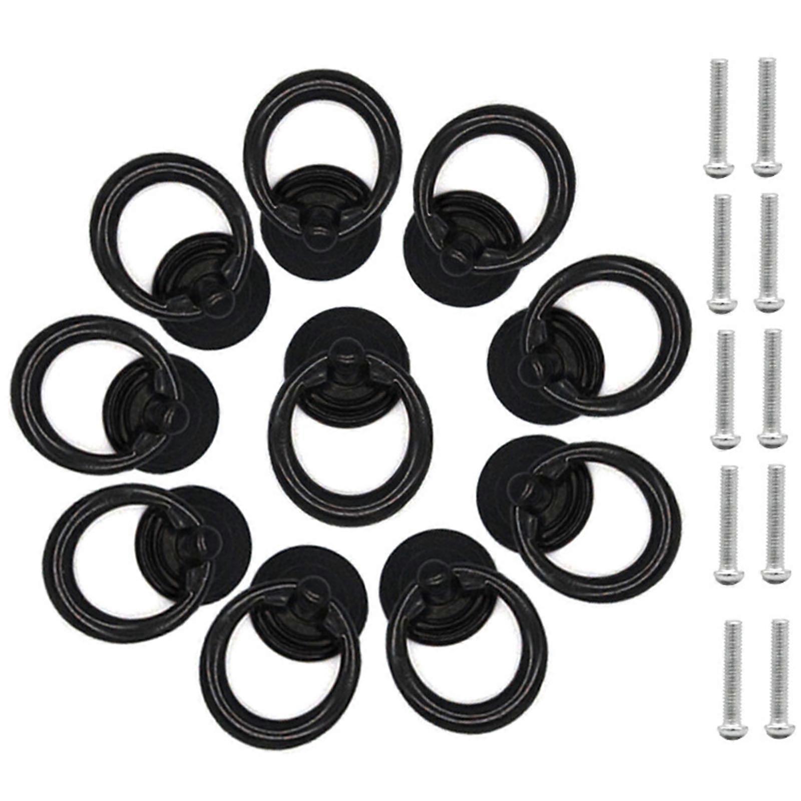 10 Pcs for Creative Cupboard Drawer Ring Knobs Retro Wardrobe Dresser Drop Pull