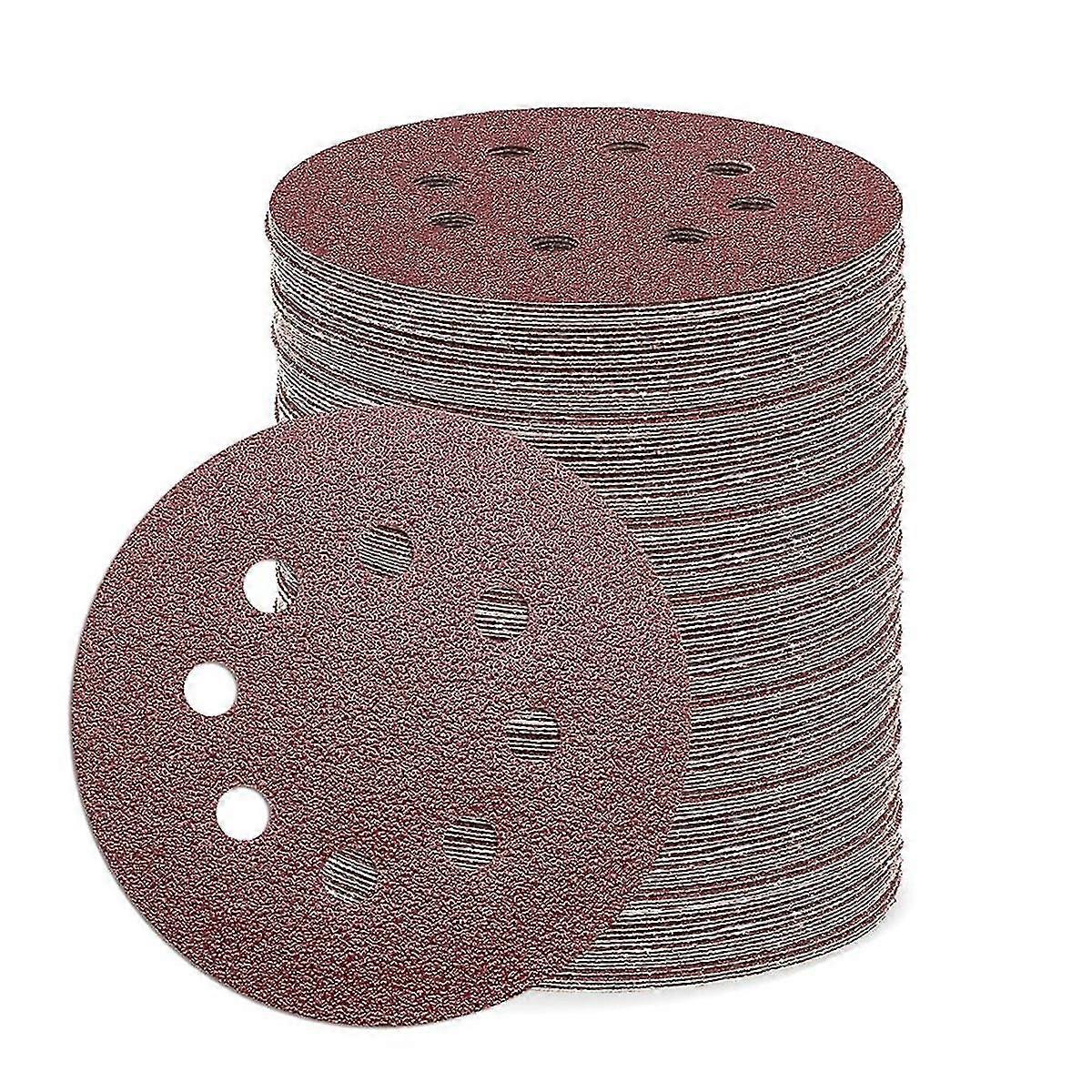 110pcs 5inch Sanding Disc 40 Grit, 8 Hole Hook And Loop Sandpaper Round Sanding Pads Random Orbital