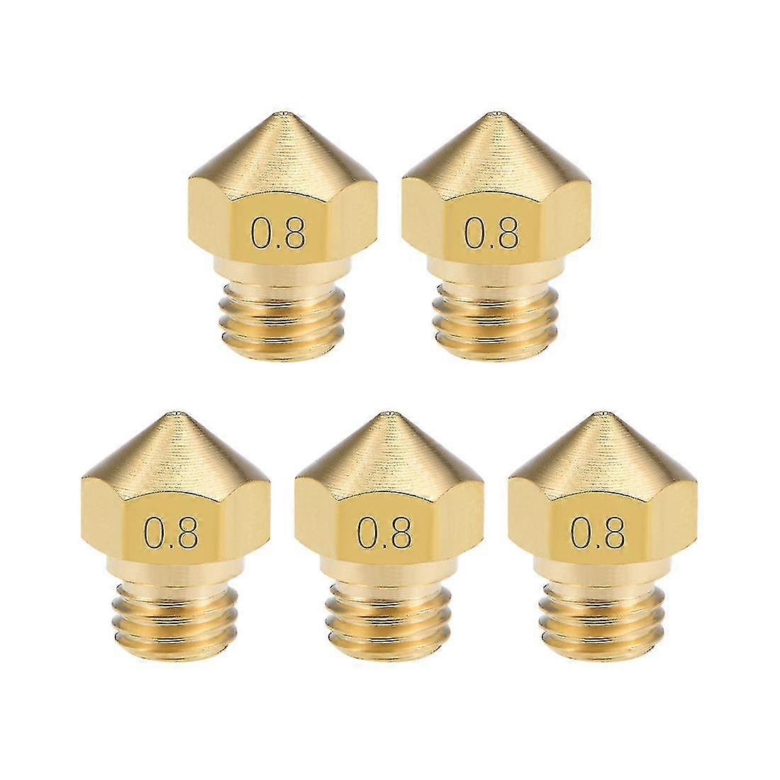 0.8mm 3d Printer Nozzle Head M7 Thread Replacement Brass 5pcs