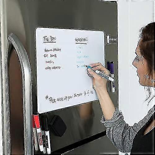 17"x12" Magnetic Whiteboard For Fridge With Stain-resistant Technology, Refrigerator Magnet Board Planner In Flat Package