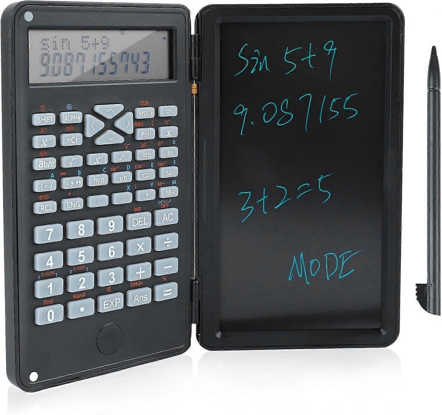 Scientific Calculator with Double Row LCD Display, Writing Tablet, 240 Functions, Compact Size, for Office and School