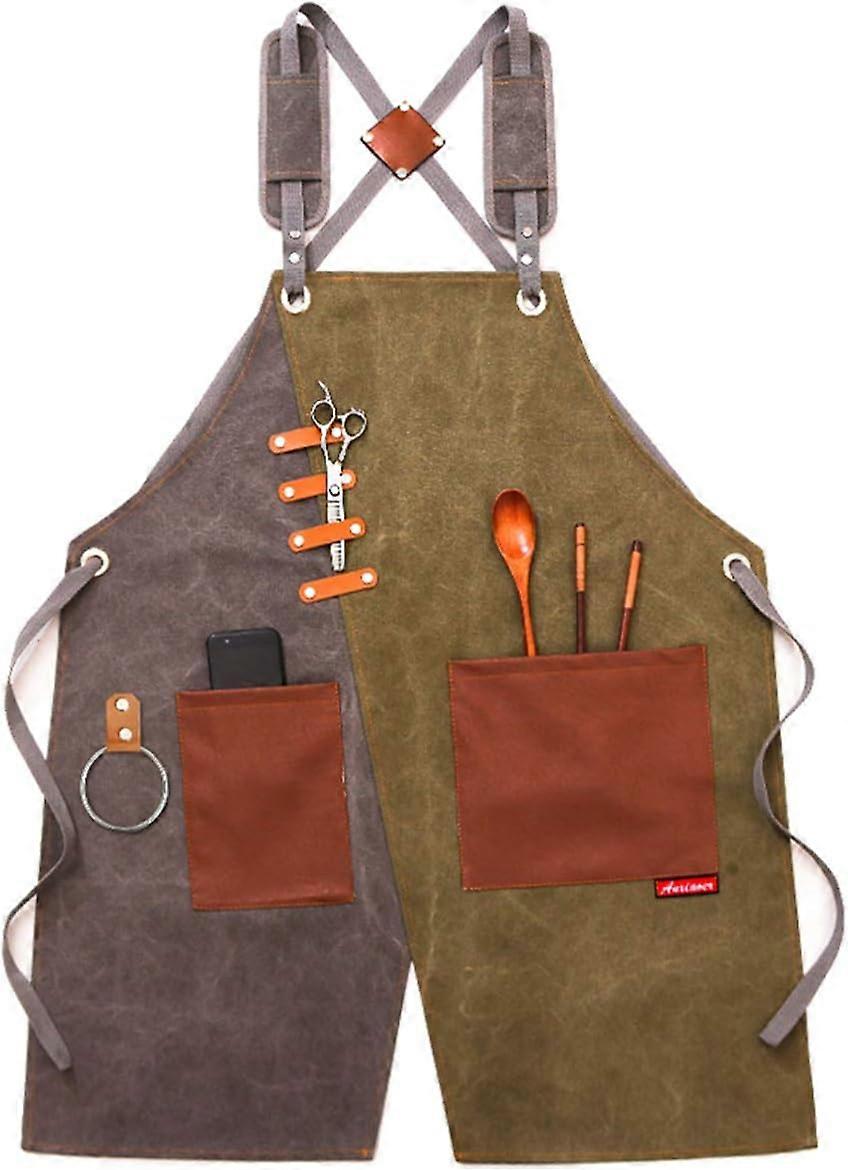 Workshop Apron with Pockets, Split Leg - Adjustable Apron for Men and Women