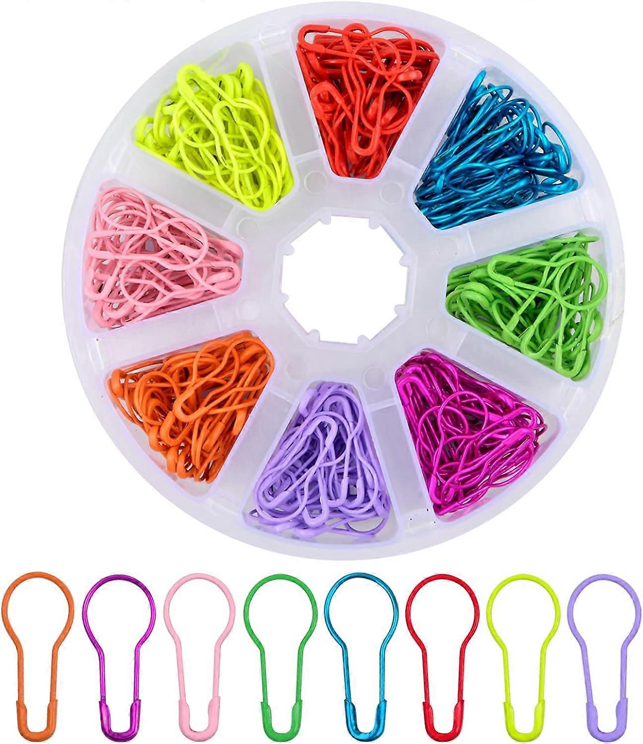 Pack of 320 8 Colors Bulb Pins, Mini Light Bulb Safety Pins, Metal Gourd Pins, Calabash Pin with Storage Box, for DIY Clothing Crafts
