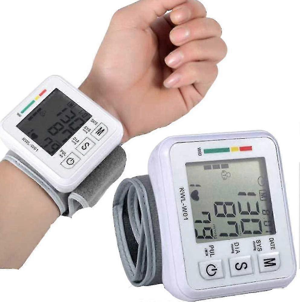 Blood Pressure Monitor With Portable Case Adjustable Wrist Cuff For Health Monitoring