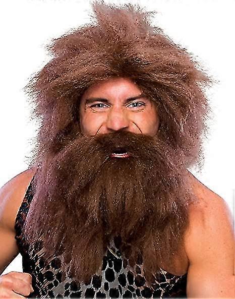 Ghyt Costume Characters Caveman Beard And Set Wig Brown