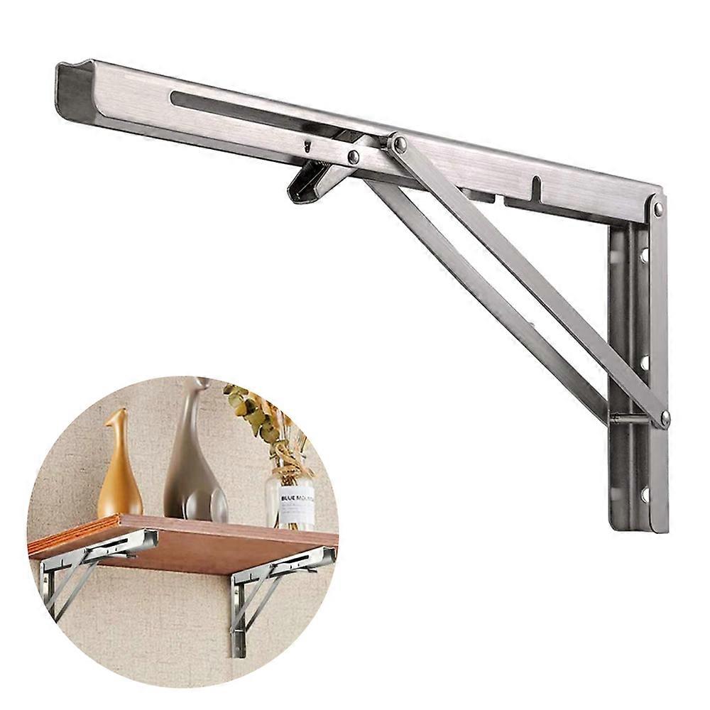 Folding Shelf Brackets Heavy Duty Stainless Steel DIY Wall Mounted Shelf Bracket Space Saving for Table Work Bench, Pack of 2