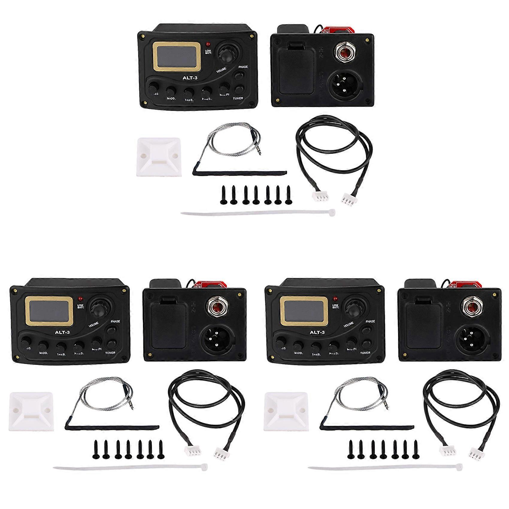3X Acoustic Guitar Pickup Tuner 5-Band Eq Equalizer Acoustic Guitar Preamp Piezo Pre-Amp Amplifier
