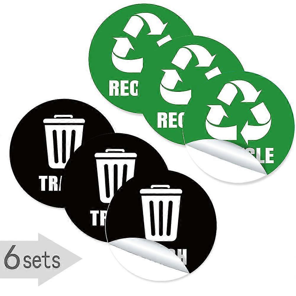 6pcs Pvc Garbage Sorting Stickers Sticky Trash Can Stickers