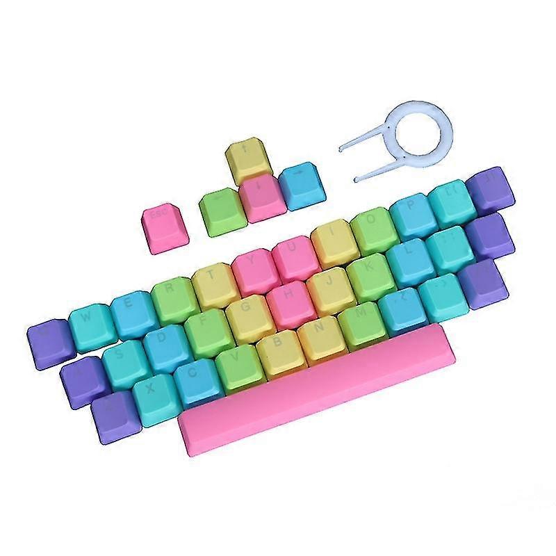 39pcs/set Key Caps Multi-color Pbt Rainbow Keyboard Caps Replacement With Key Puller For Mechanical Keyboard