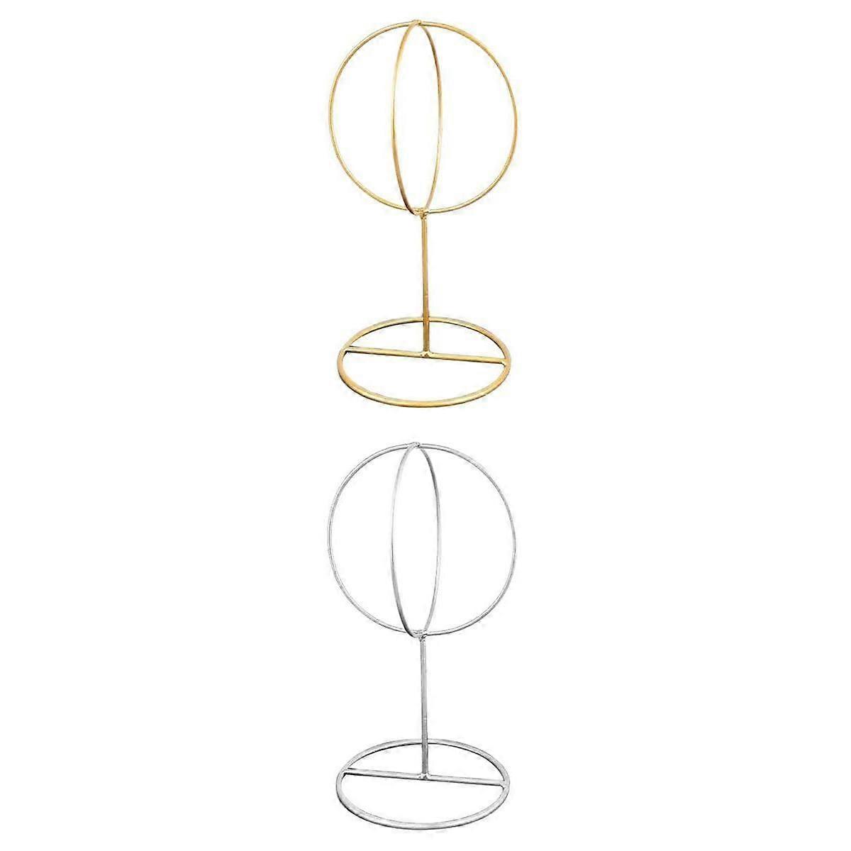 2 Pieces Metal Hat Wig Stands Holder Durable Tabletop Caps Storage Rack