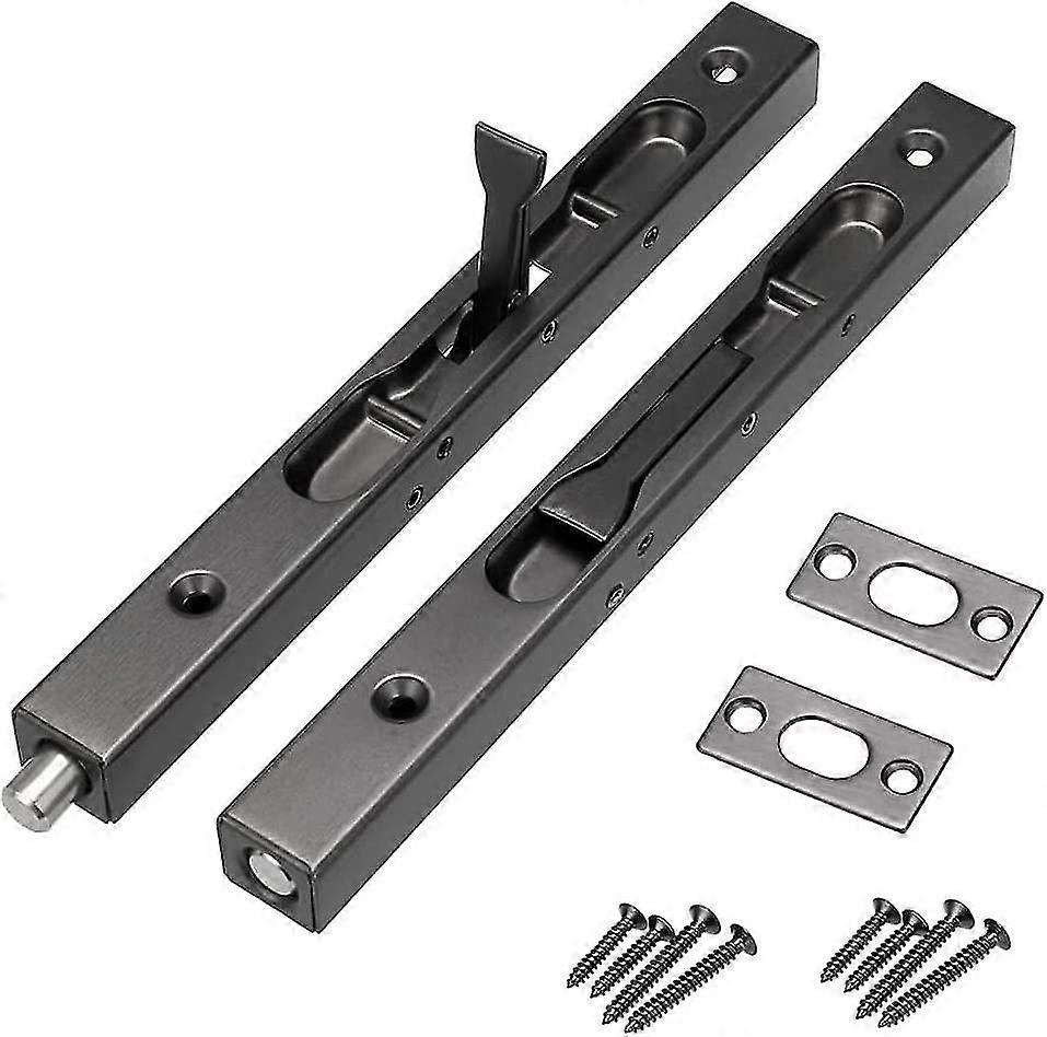 2 قطعة الباب فلوش الترباس ، الترباس الباب المخفي ، مزلاج الباب المخفي ، الترباس الباب دافق للأبواب المركبة ، الأبواب الخشبية ، الأبواب المزدوجة (أسود)