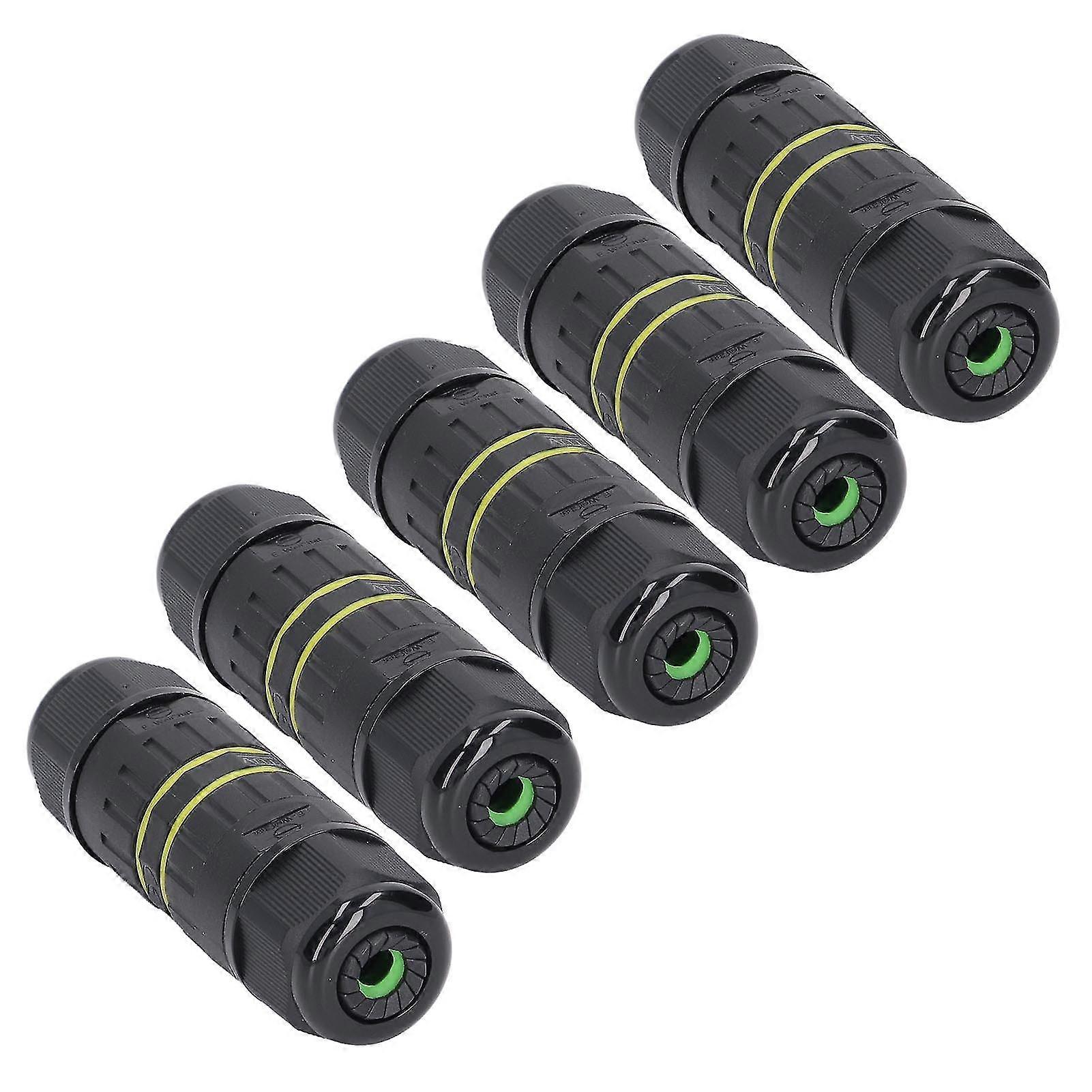 מחבר עמיד למים IP68 3 פינים ישר דרך מחבר חשמל חיצוני (5 יחידות) - 9-12 מ"מ