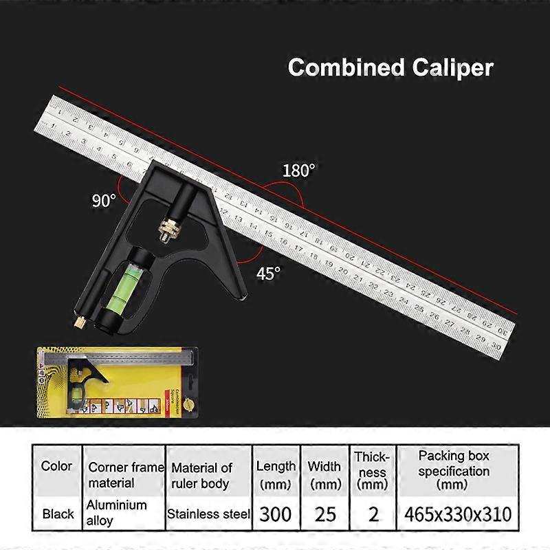 3 In 1 Square Angle Ruler Set Engineers 300/600Mm Adjustable Multi Combination Right Angle Ruler Protractor Measuring Tool Parts