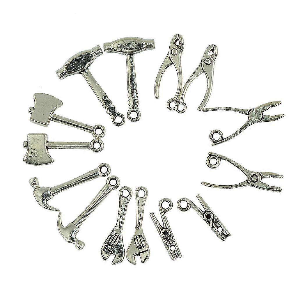 2x 40pcs Creative Tibetan Silver Ax Hammer Piler Wrench Shape Diy Tool Charms