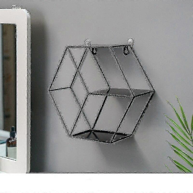 Nordic Iron Grid Wall Mountable Shelves(b-black)