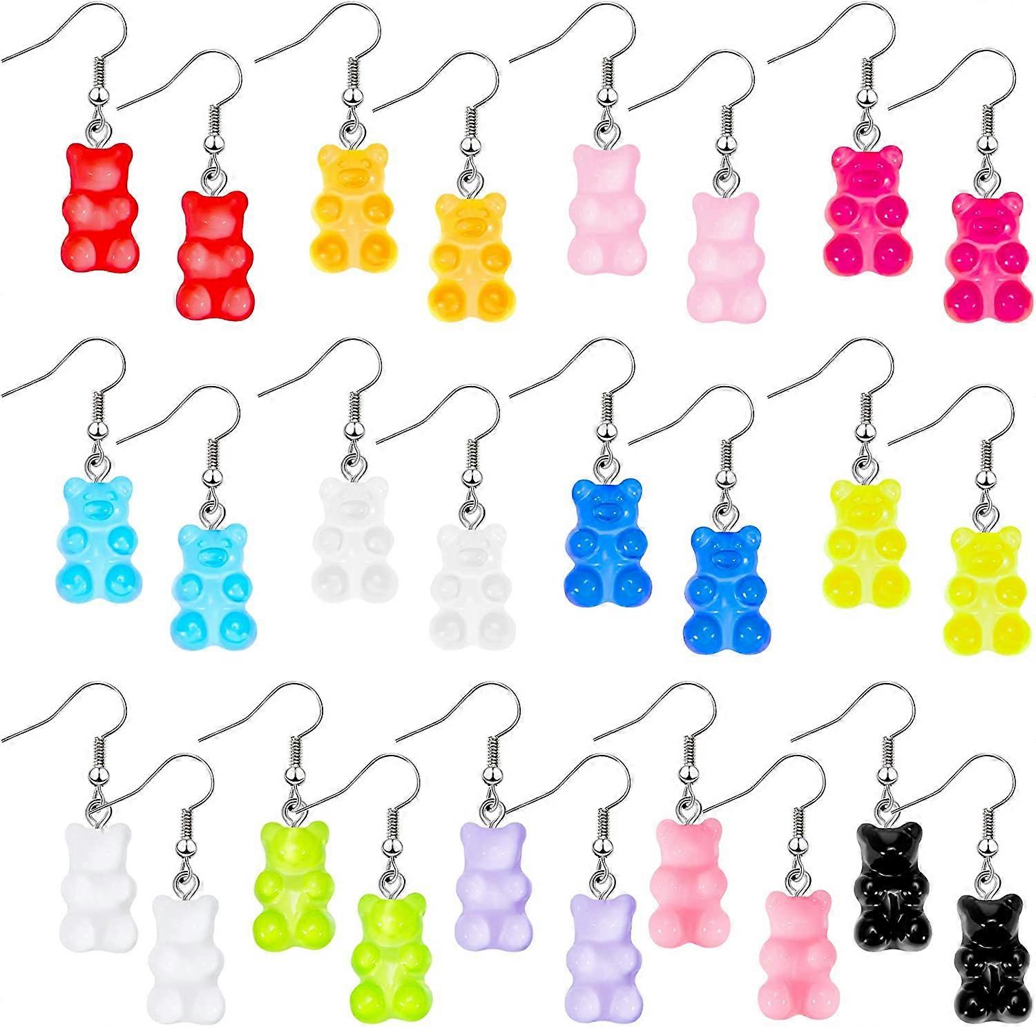 1 Pair Candy Color Cartoon Gummy Bear Resin Dangle Drop Earrings