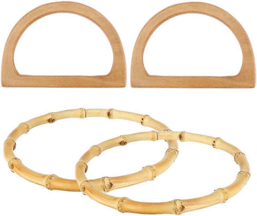 Bamboo and Wood Bag Handle 4 Pieces Handbag Handles Replacement Bag Handle Handles for Bag Making Handbag Accessories for DIY Bags Accessories